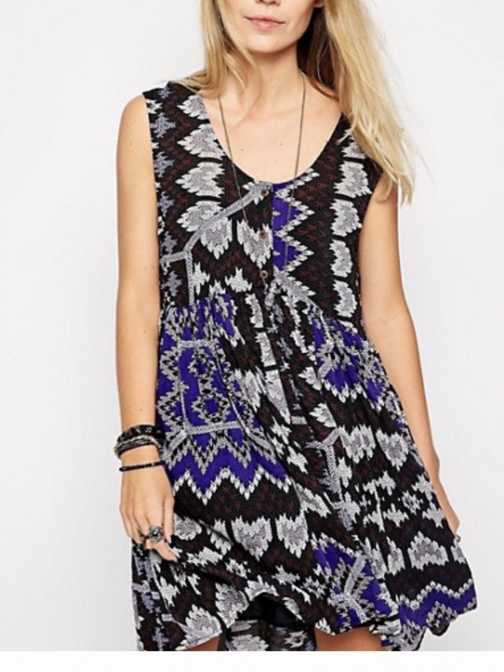 Free People Take Me To Thailand Aztec Print Dress Large